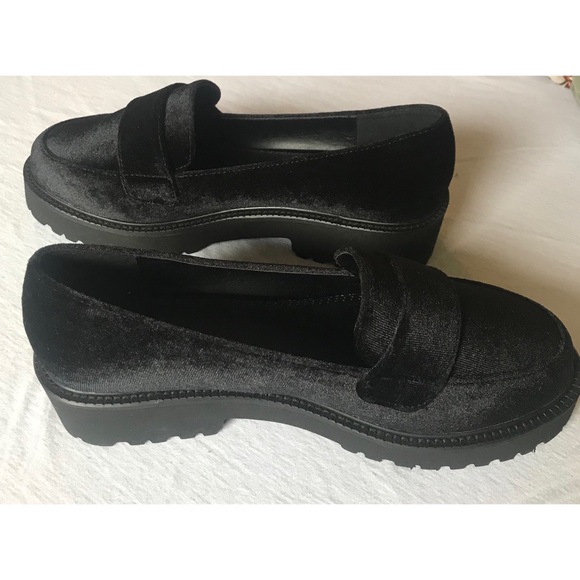 ASOS Shoes - Asos Velvet Platform Slip ons